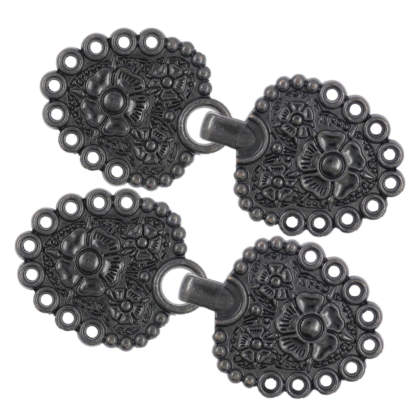 4 Pairs Romantic Bouquet Cape Or Cloak Clasp Fasteners. 62mm X 25mm Fastened. Se