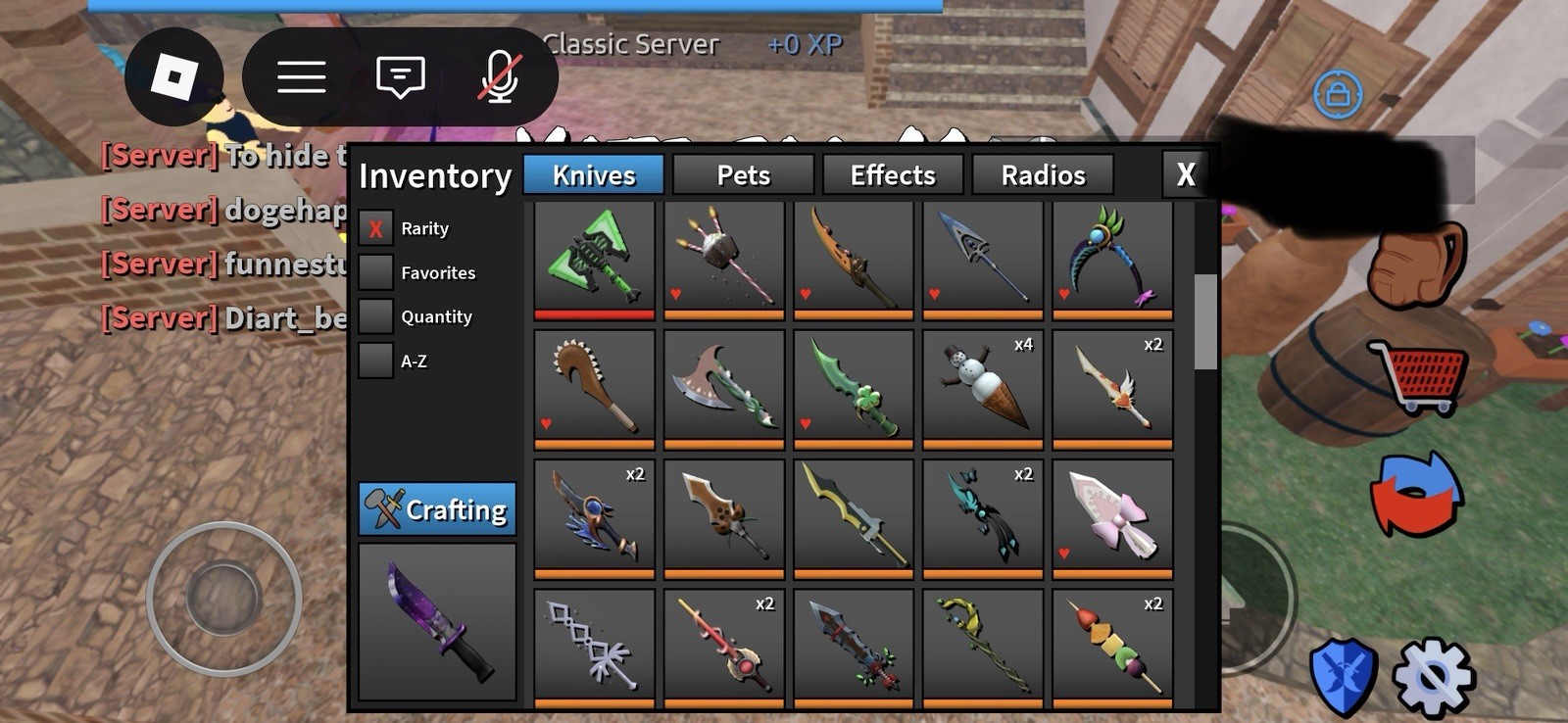 Roblox Classic Server Game Item/Asset - Knives Inventory Virtual Inventory