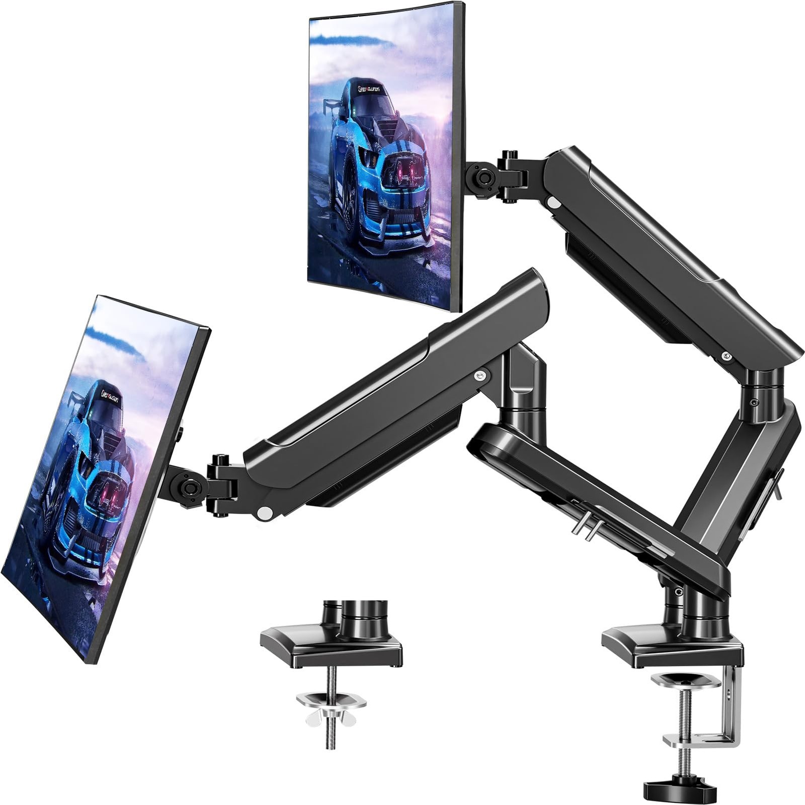 Dual Monitor Mount for 2 Monitors up to 32 inches, Height Adjustable Gas Spri...