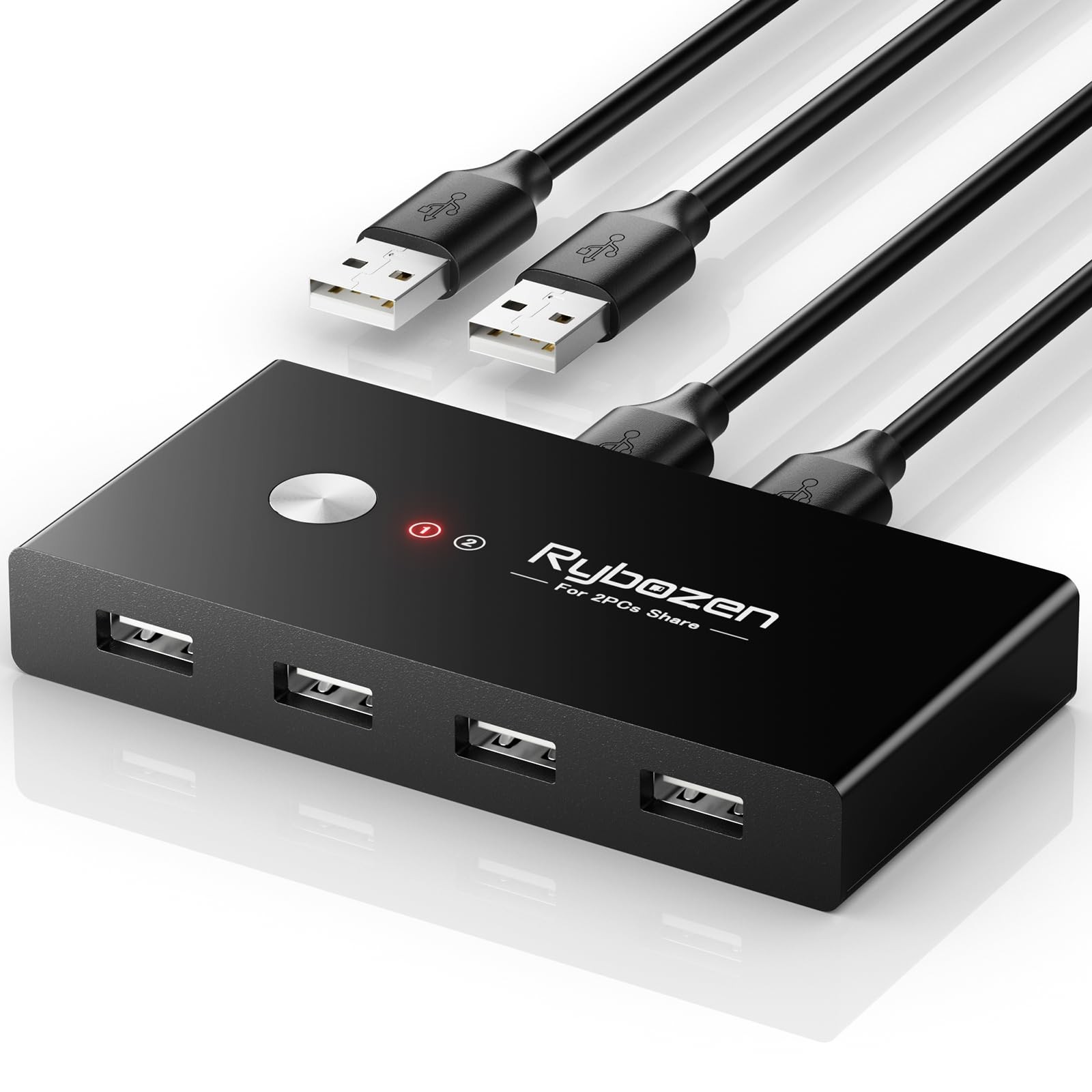 USB Switcher 2 Computers, Switch 2 PC Sharing 4 Devices, 2 in 4 Black