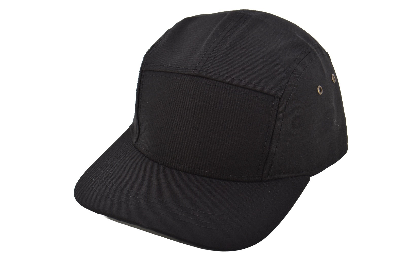 Cotton Blend 5-Panel Biker Cap - Made in USA, Adjustable Baseball Hat Camper