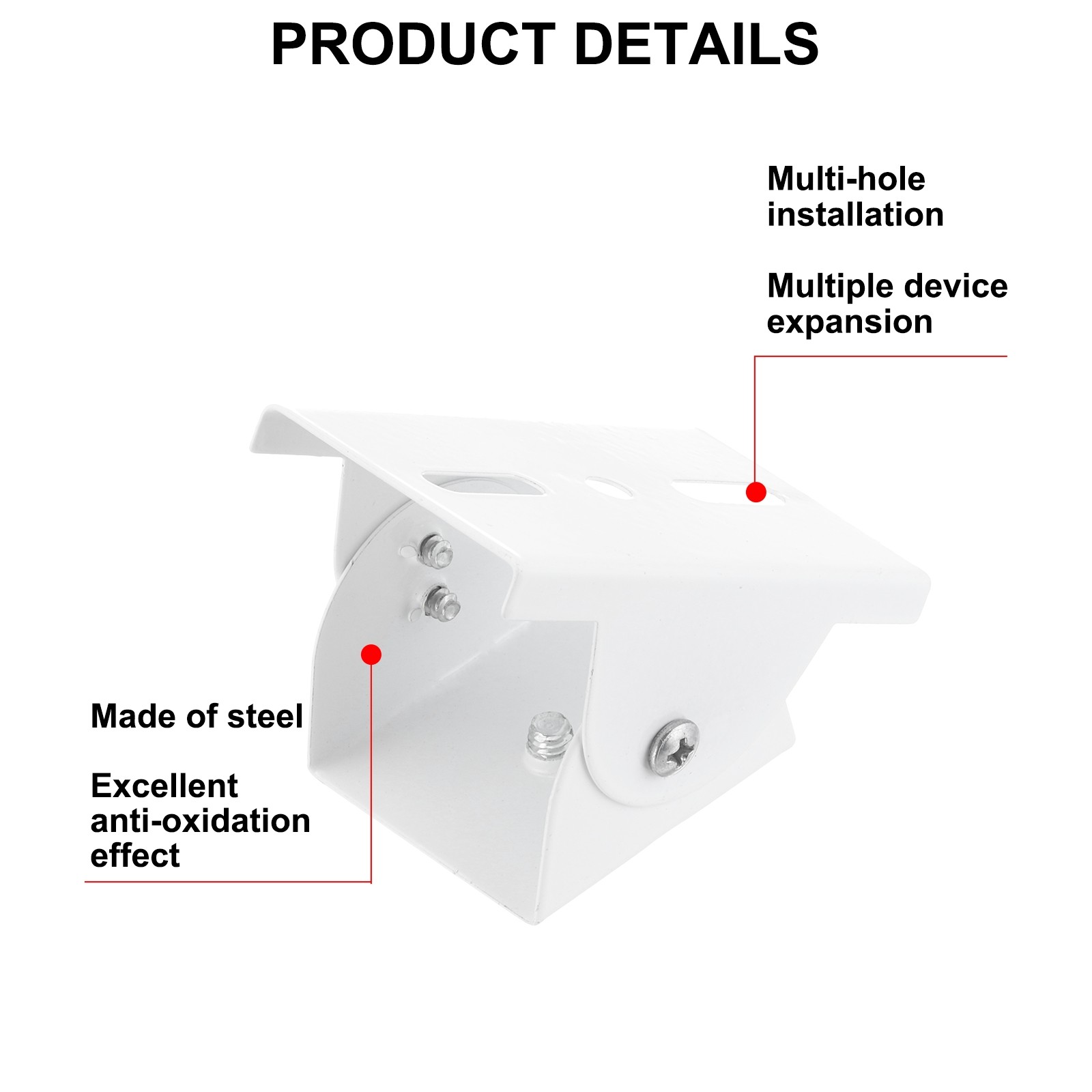 Security Camera Joint Mounting 2 Inch, Steel Crossbar Mounting Bracket, White