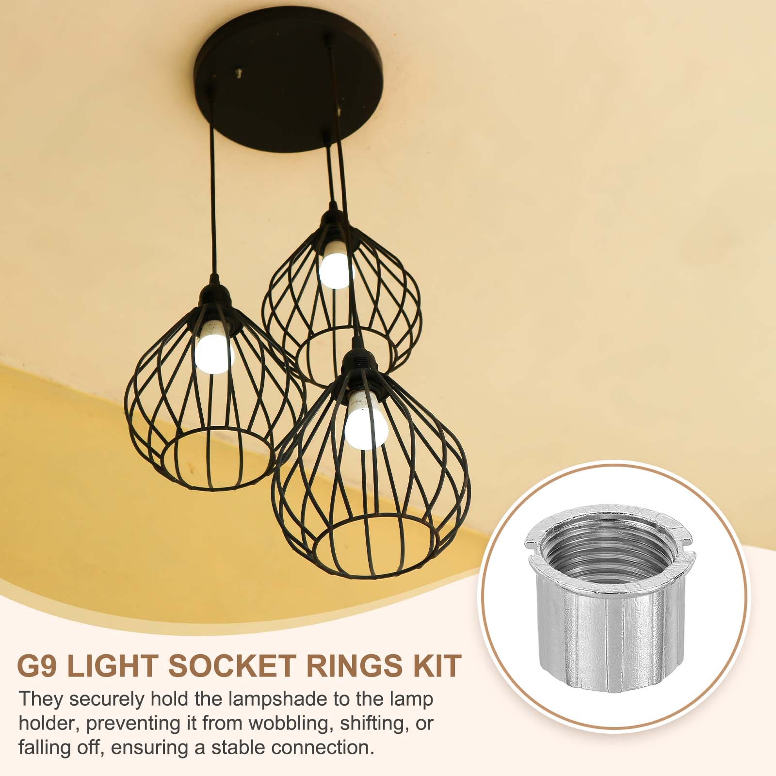 3 Pcs G9 Light Socket Rings Metal for 3/4in Thread Diameter 1.06in OD G9 Socket
