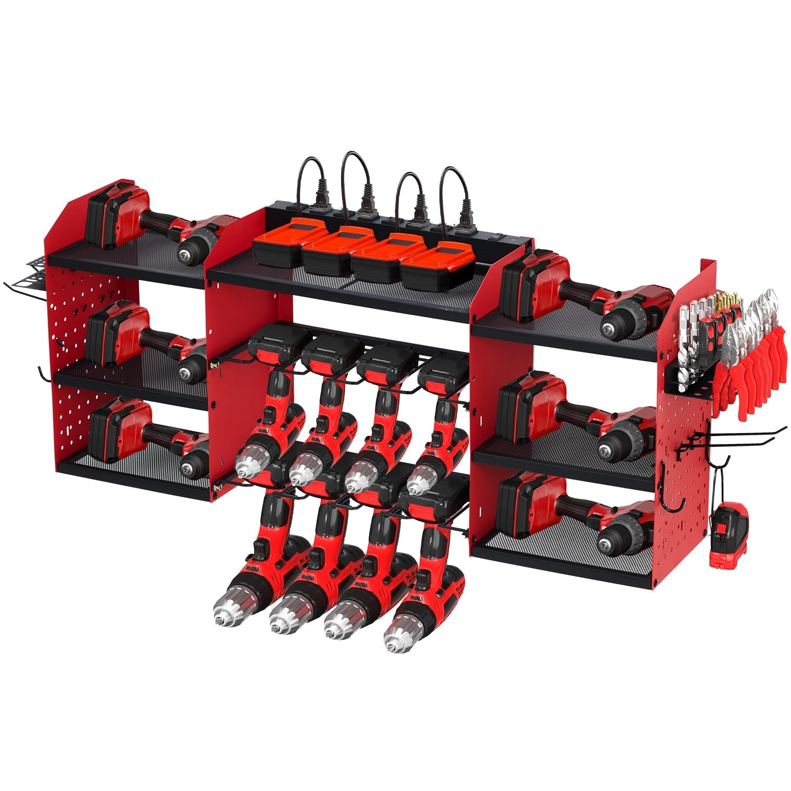 Power Tool Organizer Wall Mount Heavy Duty Drill Holder 3-Layer Garage Tool Rack