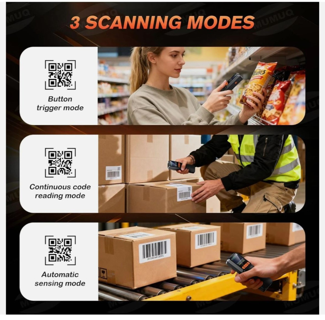 MUMUQ Wireless Barcode Scanner Mini Bluetooth 1d 2d ABS+PC IOS Tablet led CMOS