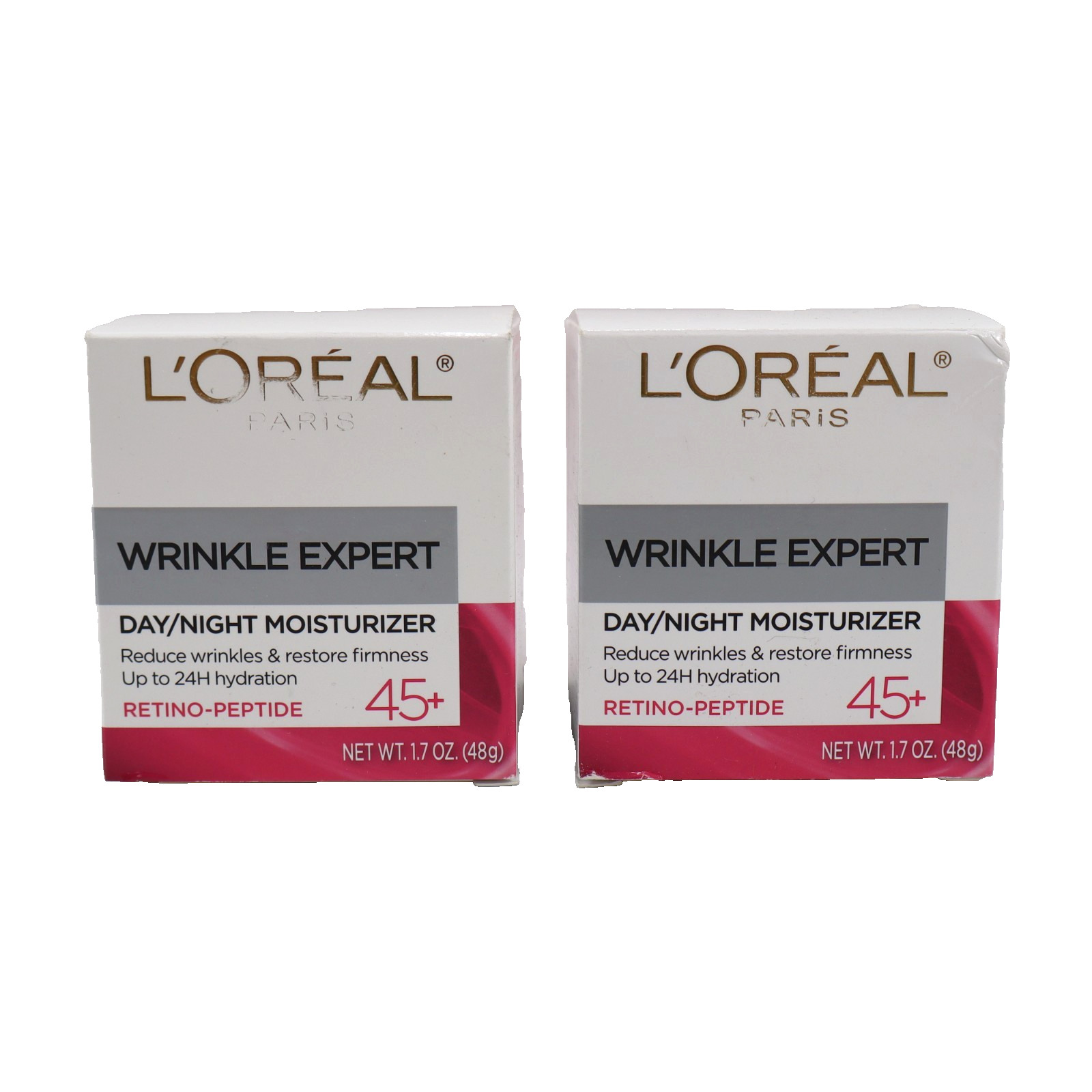 2 PACK L'Oreal Paris Wrinkle Expert 45+ Anti-Aging Face Moisturizer 1.7 oz Each