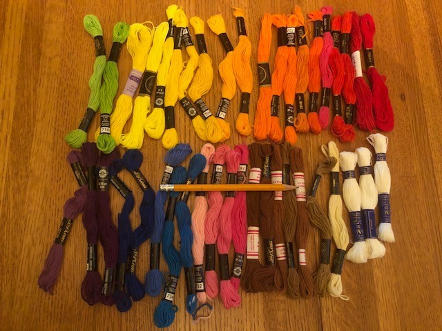 Lot of 42 skeins of embroidery floss, many colors, free shipping
