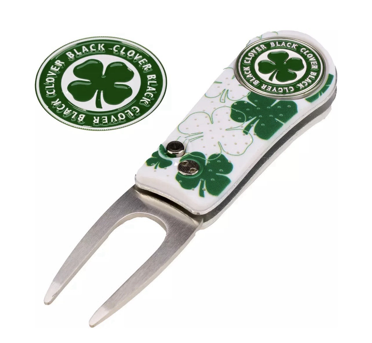 NEW CMC Design Black Clover Golf Divot Repair Tool & Ball Marker Coin Lucky
