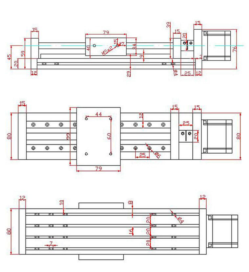 Electric 80 Precision Sliding Table 1204 Ball Screw Linear Guide Stroke 100mm