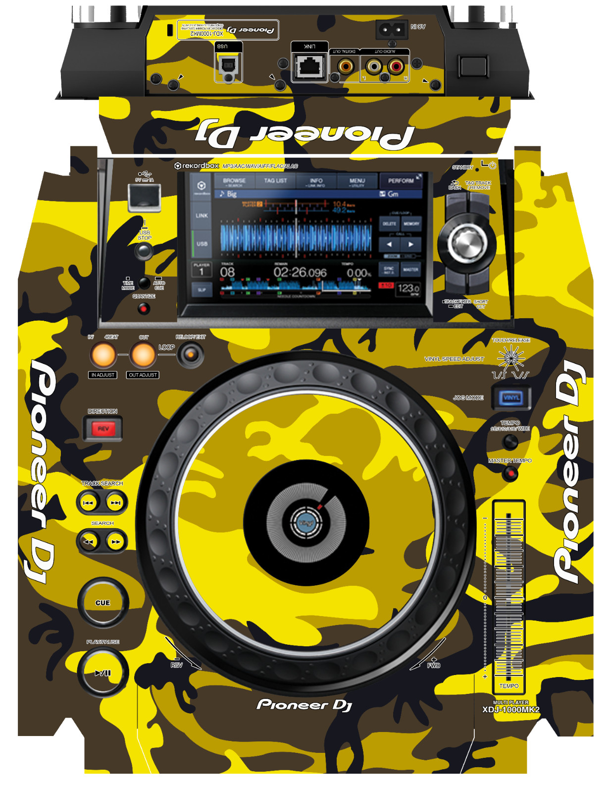 Pioneer XDJ 1000 MK2 Skin | Yellow Camo | Protective Decal | StyleFlip Skins