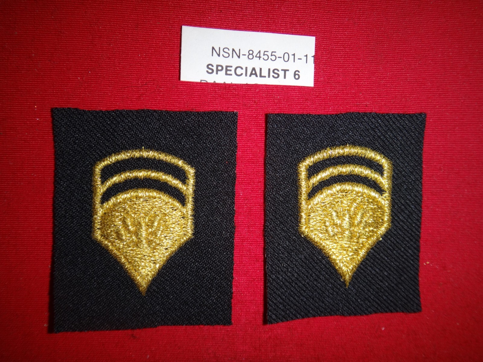 Pair of US Army SPECIALIST 6 Patches