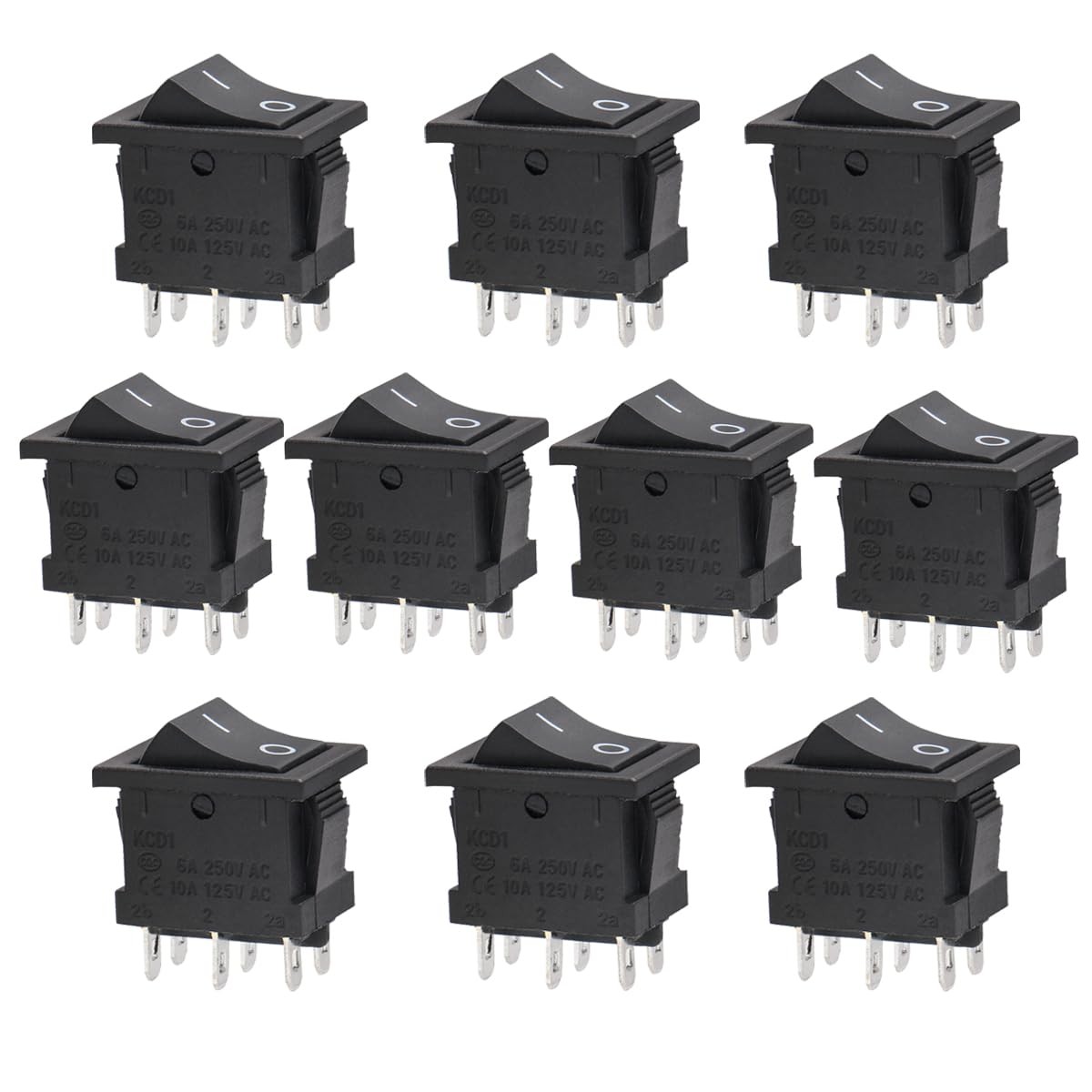 10 PCS 6Pin DPDT On/On 2 Position SnapIn Boat Rocker Switches 10A 125V
