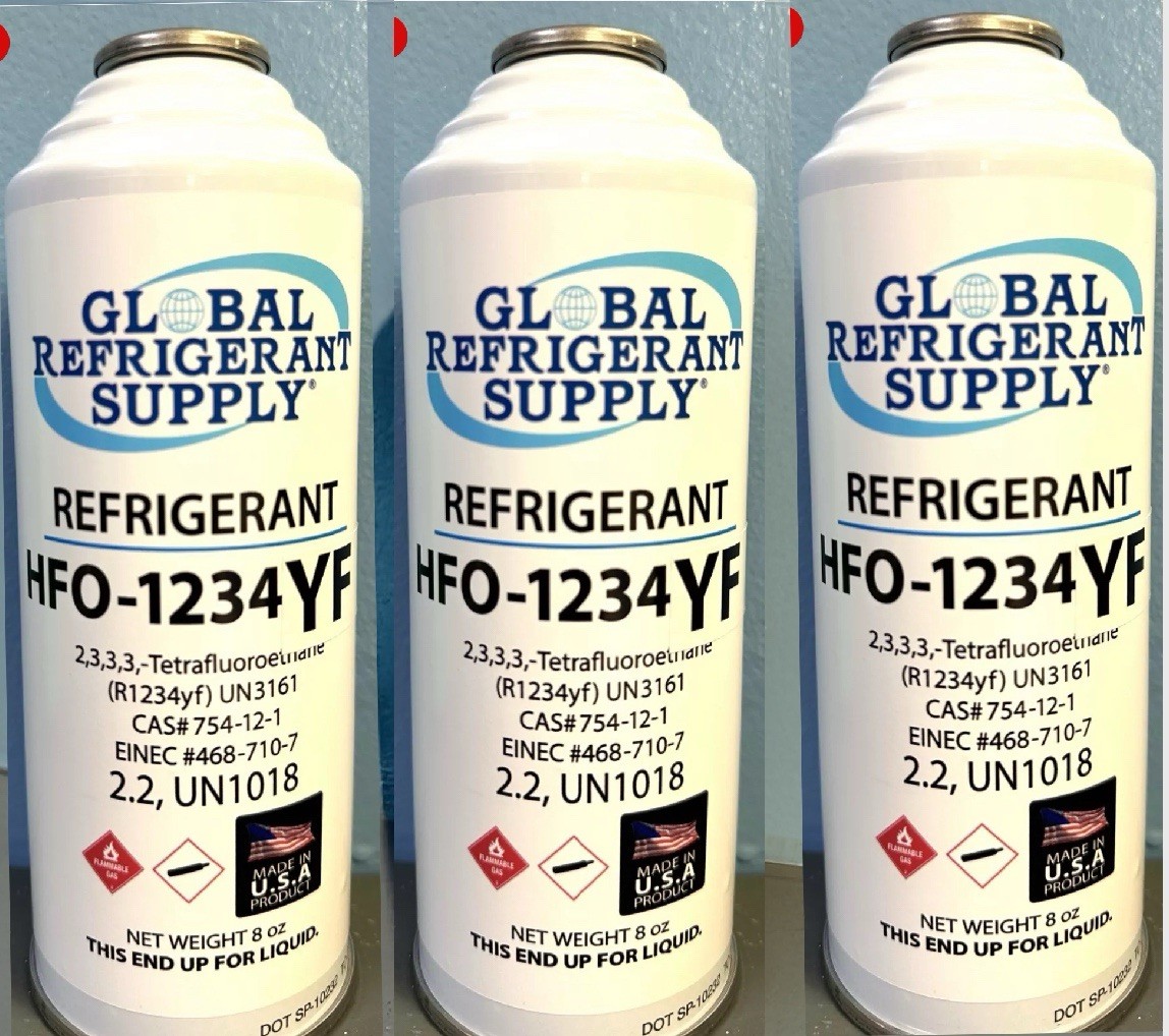 R1234yf, YF Refrigerant Automotive Air Conditioning  Systems, Three 8 oz. Cans