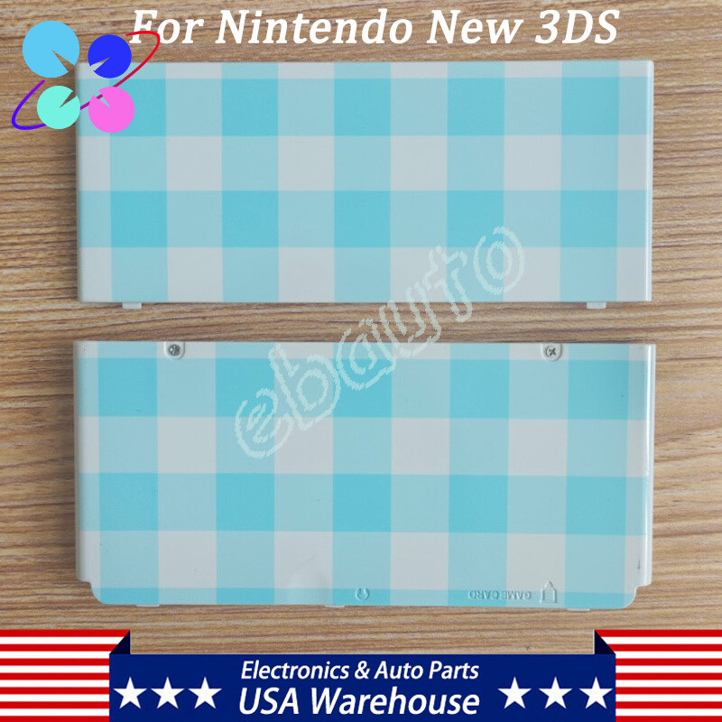 A&E Battery Cover Housing Shell Case For 2015 Nintendo New 3DS Blue &White Quilt