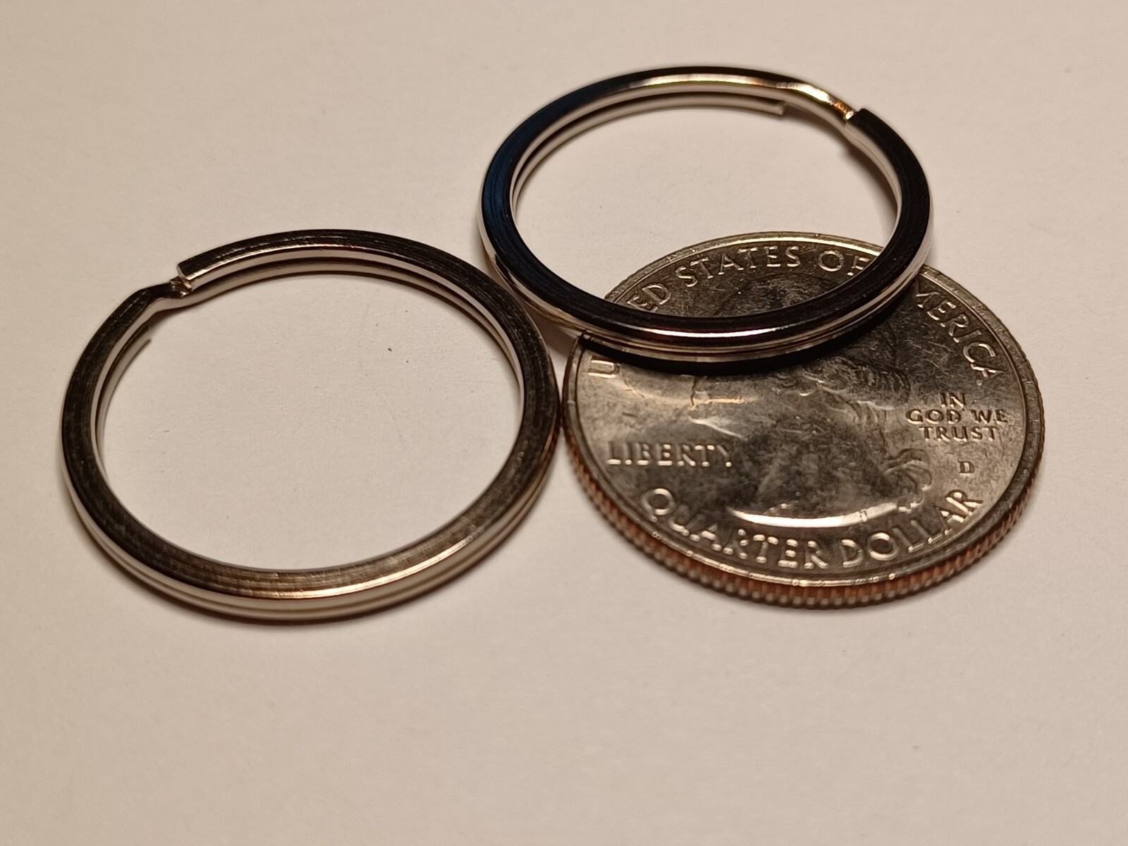 2 New 1 Inch Premium 25mm Nickle Plated Flat Split Ring Key Rings Key Holders