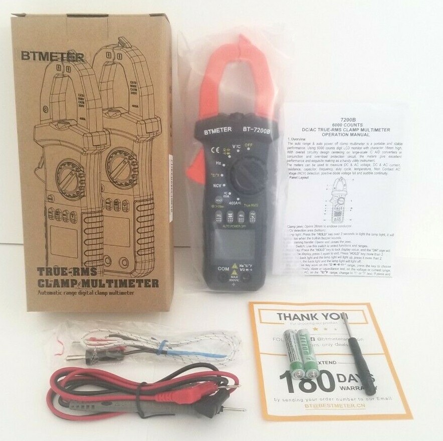 BTMETER #BT-7200B True-RMS Automatic Range Digital Clamp Multimeter