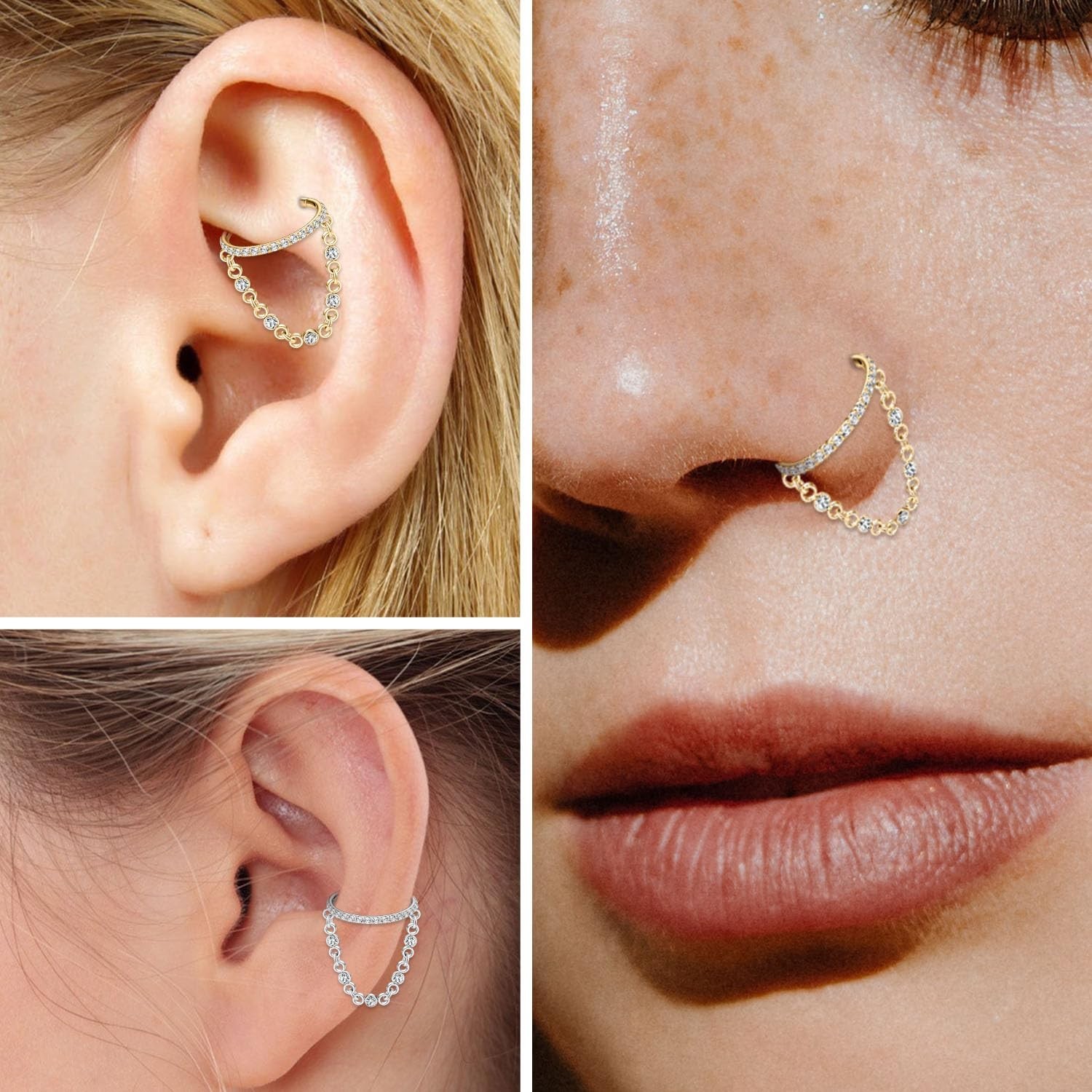 AROWRO Helix Rook Earrings Double Open Stack Sleeper Earring 316L Surgical St...
