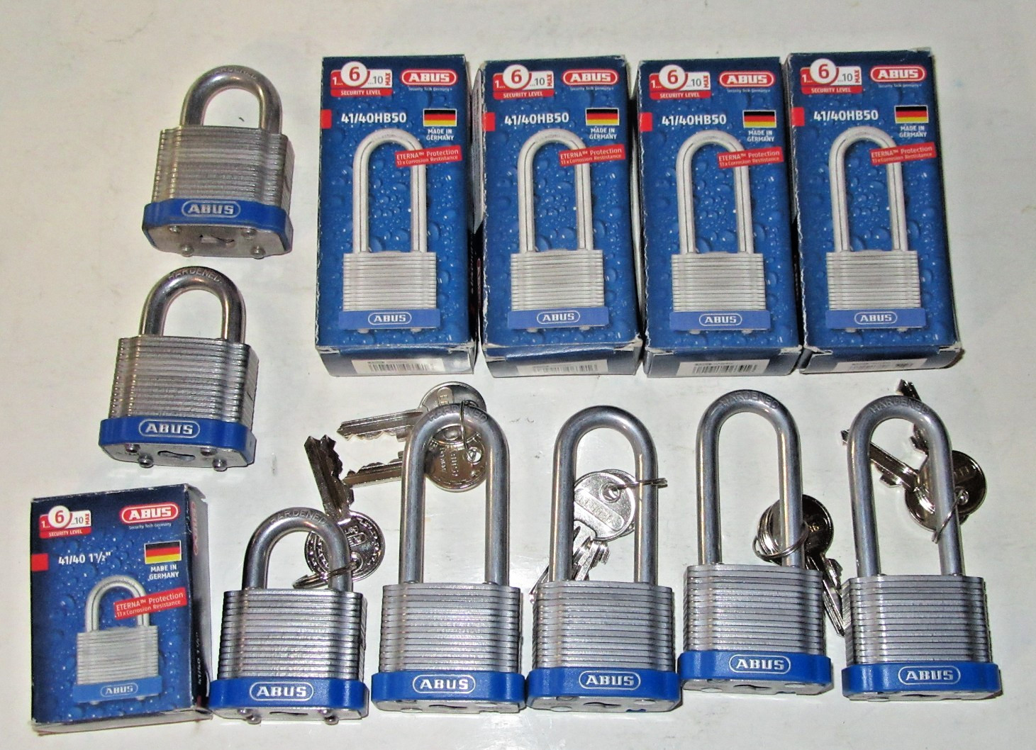 7 KEYED ALIKE ABUS 4ea-41/40HB50 3ea-41/40KA Padlock EE0036 Hardened Steel