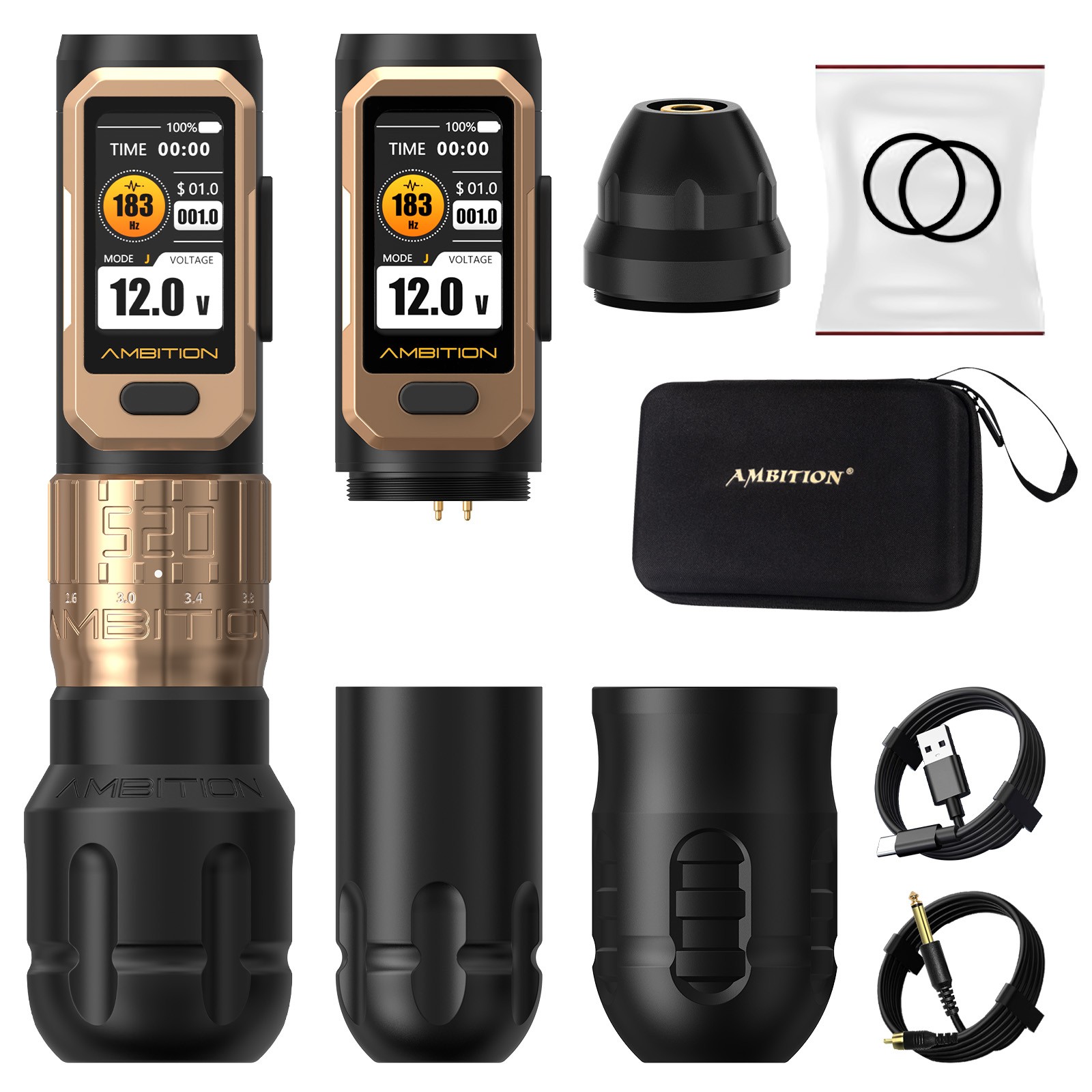 Ambition Wireless Tattoo Machine Pen Coreless Motor Adjustable Stroke 2.2-4.2mm