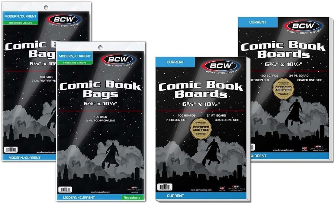 Complete Comic Storage Solution | 200 Resealable Bags with Backing Boards