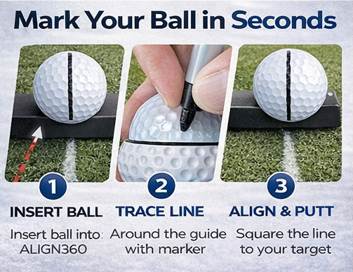 APEX ALIGN360™ Golf Ball Alignment Tool - Golf Ball Line Marker 360 Degree