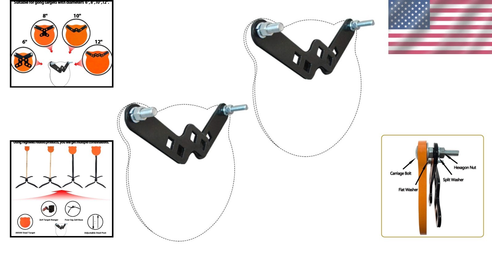 Adjustable Height Steel Target Stand Adaptable for Multi-Diameter AR500 Targets