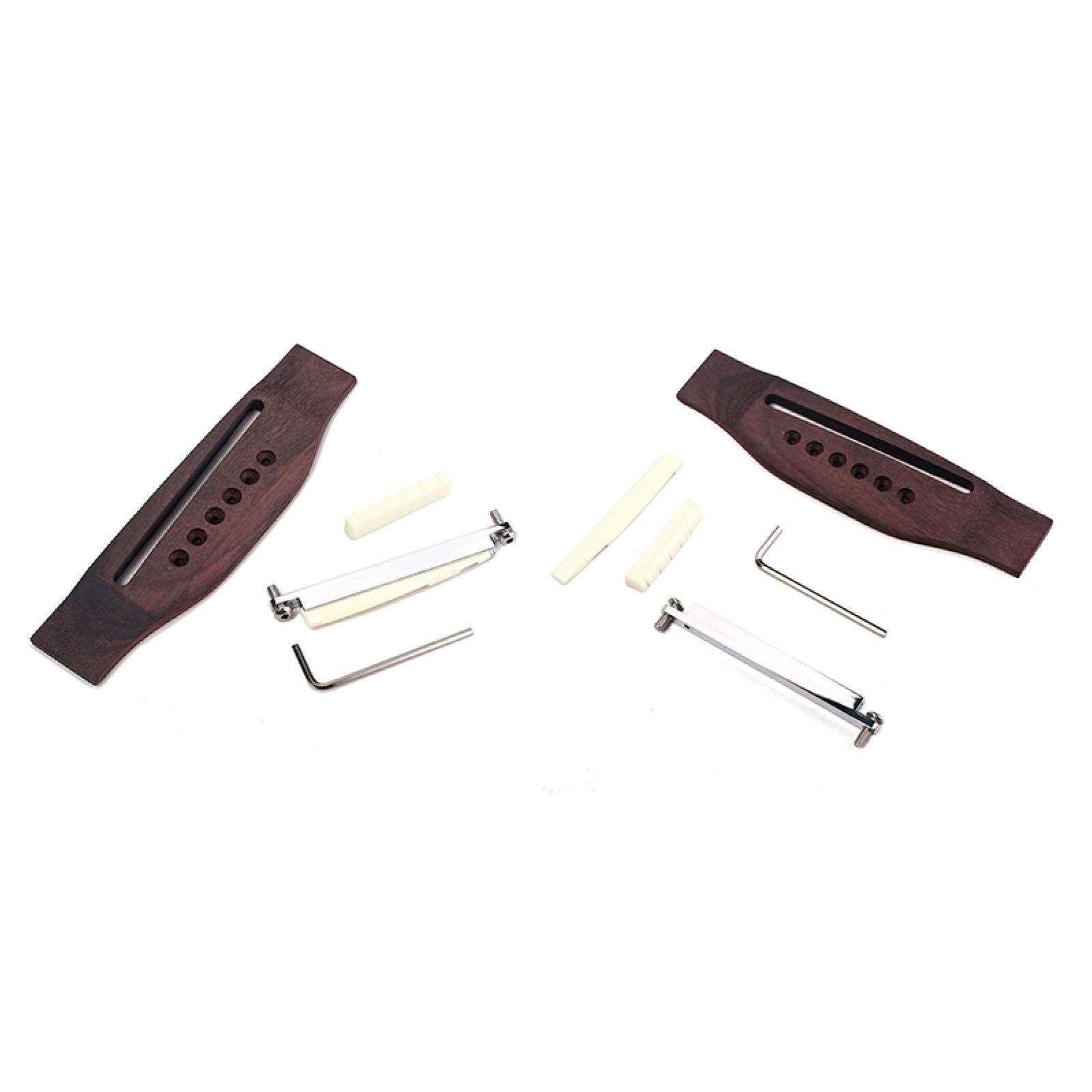 Adjustable Shaft Rosewood Guitar Bridge Saddle Nut Kit For Acoustic Guitar