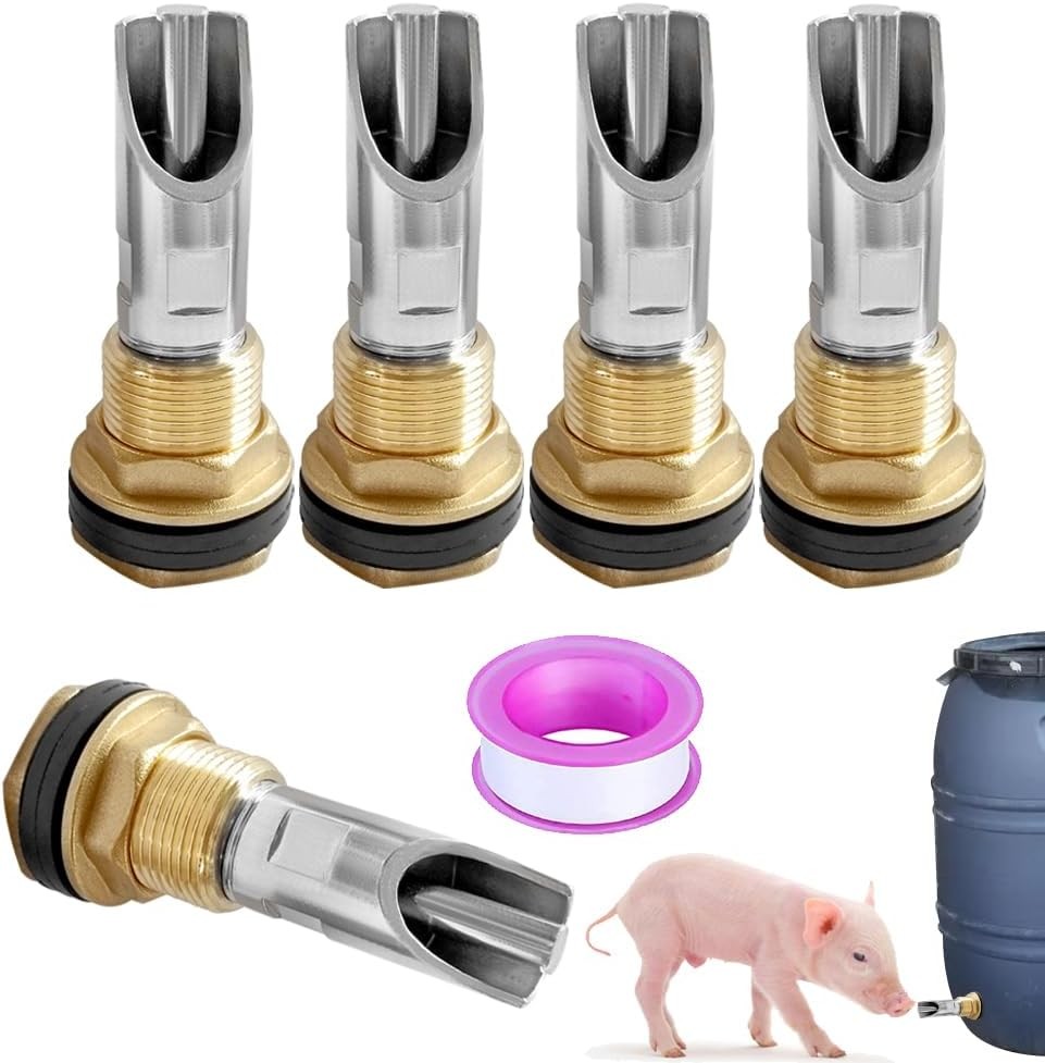 Joywayus 5PCS 1/2 Stainless Steel Automatic Pig Nipple Water Drinker Feeder Wate