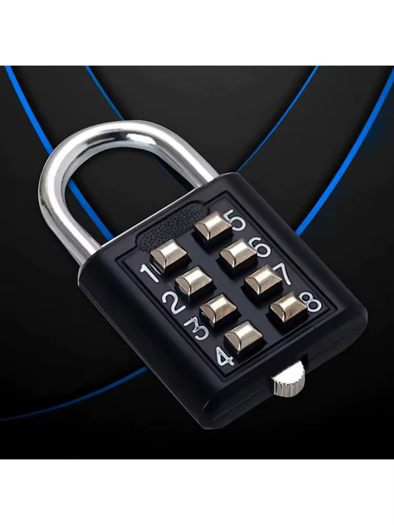 Heavy Duty 8-Digit Push Button Combination Padlock Waterproof Keyless Metal Lock
