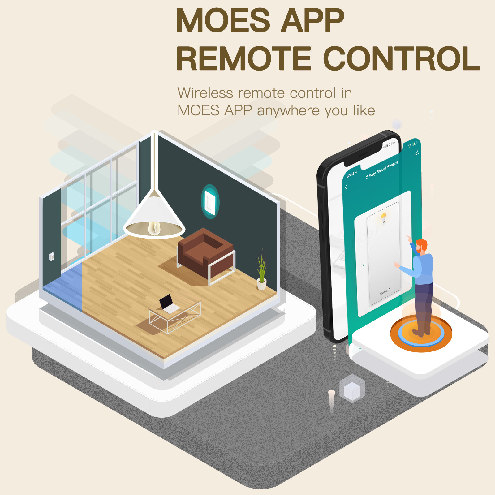 MOES WiFi Smart Toggle Light Switch 3 Way Wall Switch Alexa Google APP Remote