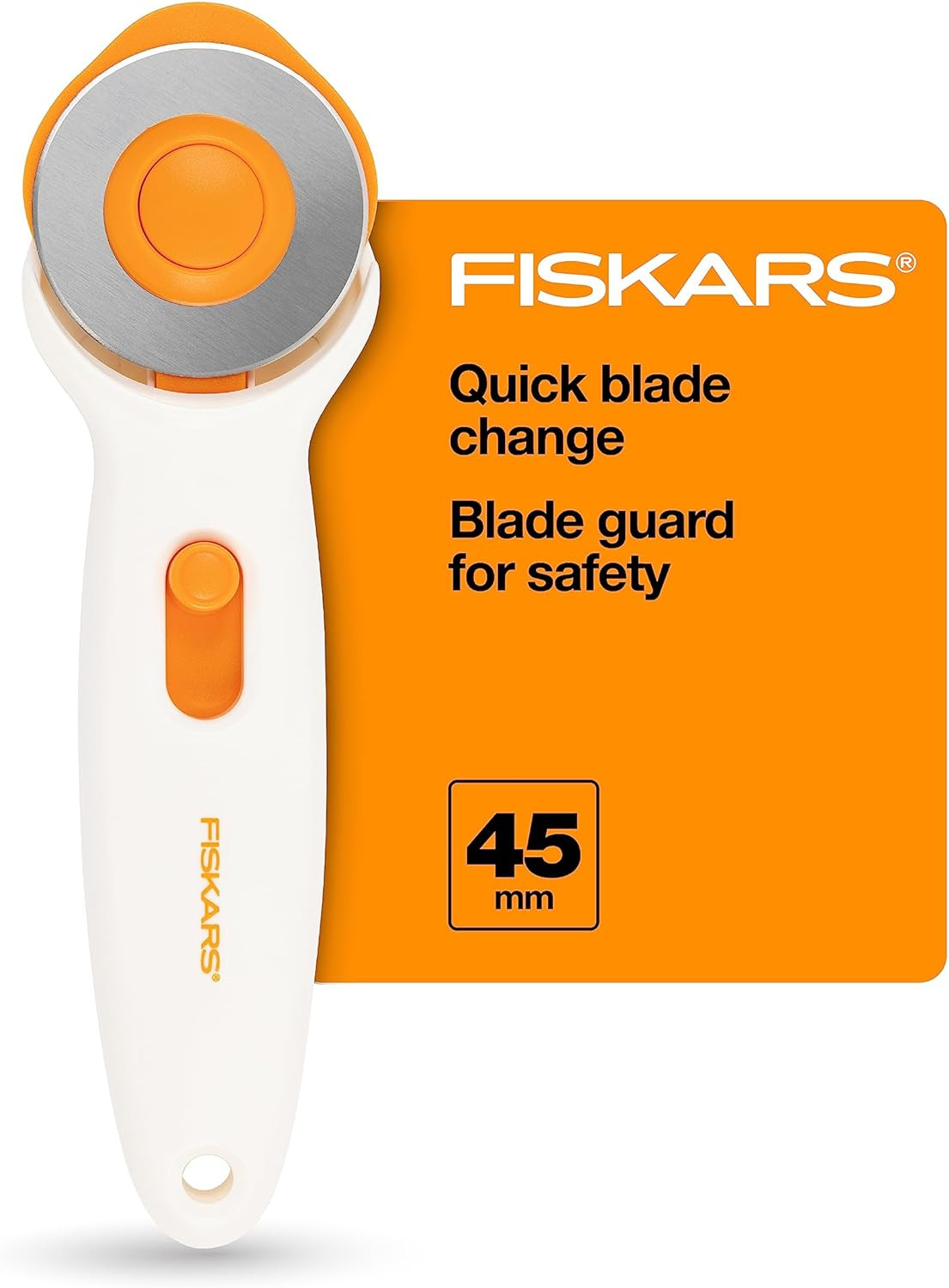 Fiskars 45mm Rotary Fabric Cutter, Premium Steel, Easy Blade Change, Left/Right