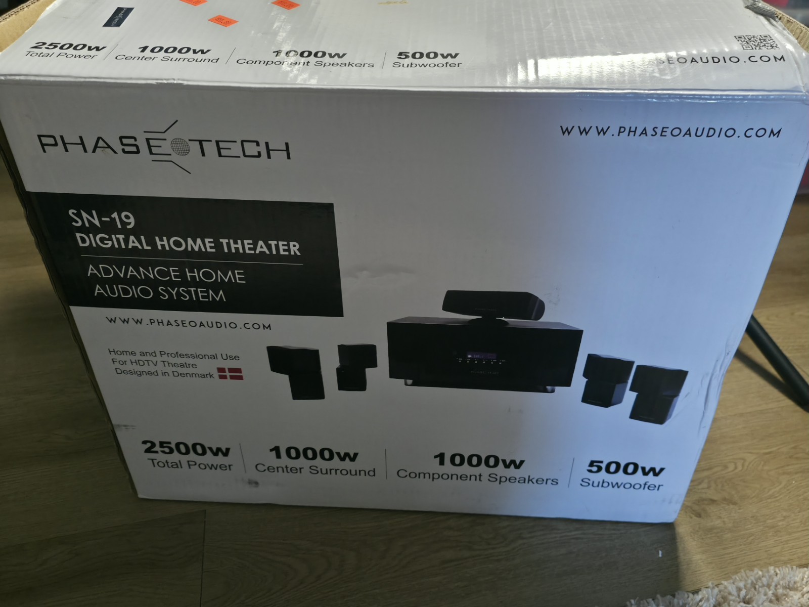 Phase Tech 2500 Watt Digital Home Theater System 5 Speakers And Sub