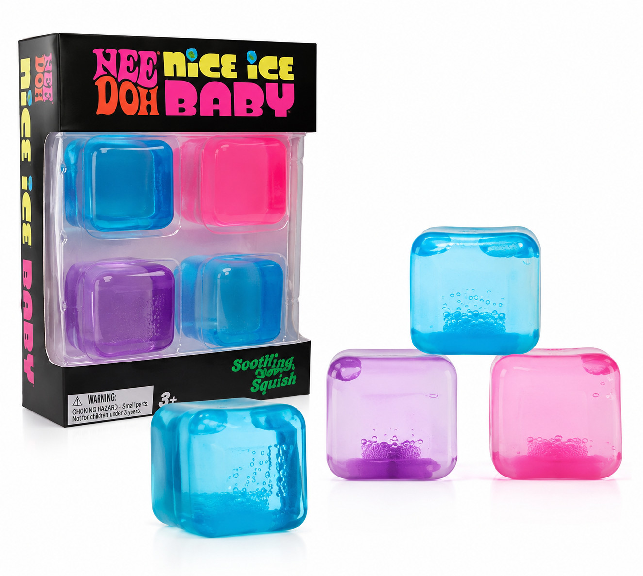 Needoh Nice Ice Baby 4 Pack Mini Cubes Squishy Stress Fidget Sensory Toy ADHD