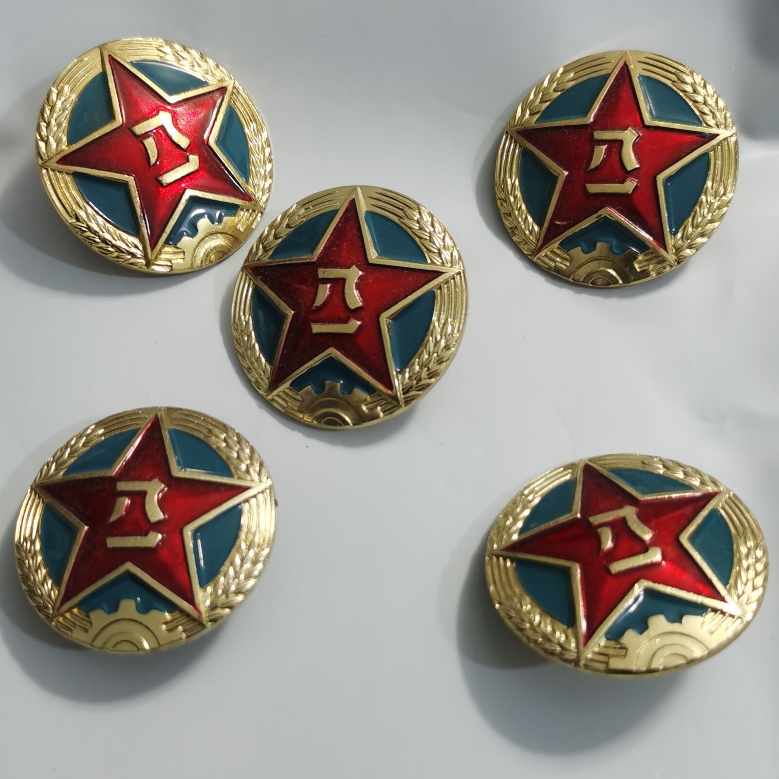 5Pcs Surplus Chinese Army Military Type 85  Hat Badge  PLA Badge Cap Badge