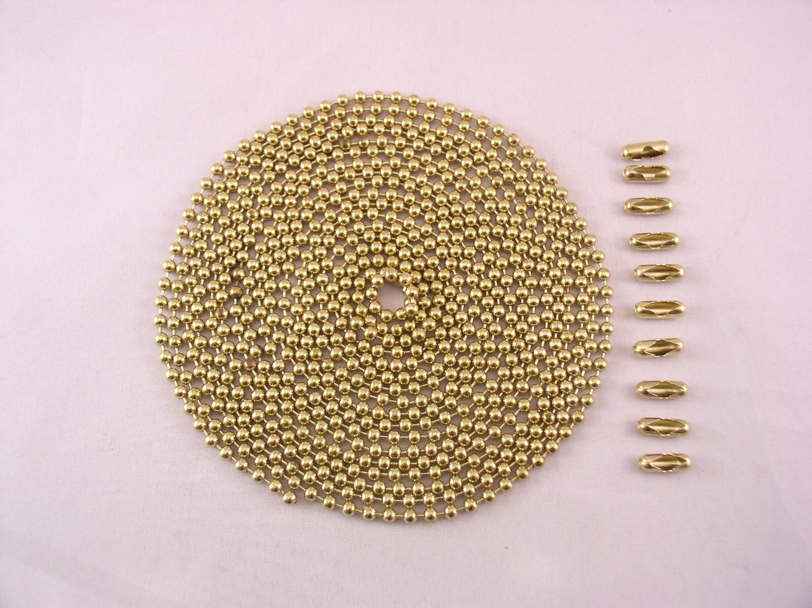 Pull Chain Extension Beaded Brass Gold 10ft with 10 connectors #6 fan light USA