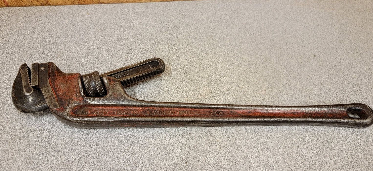 Used RIDGID E-24 Offset Pipe Wrench,Marked B & O Railroad Co. tool