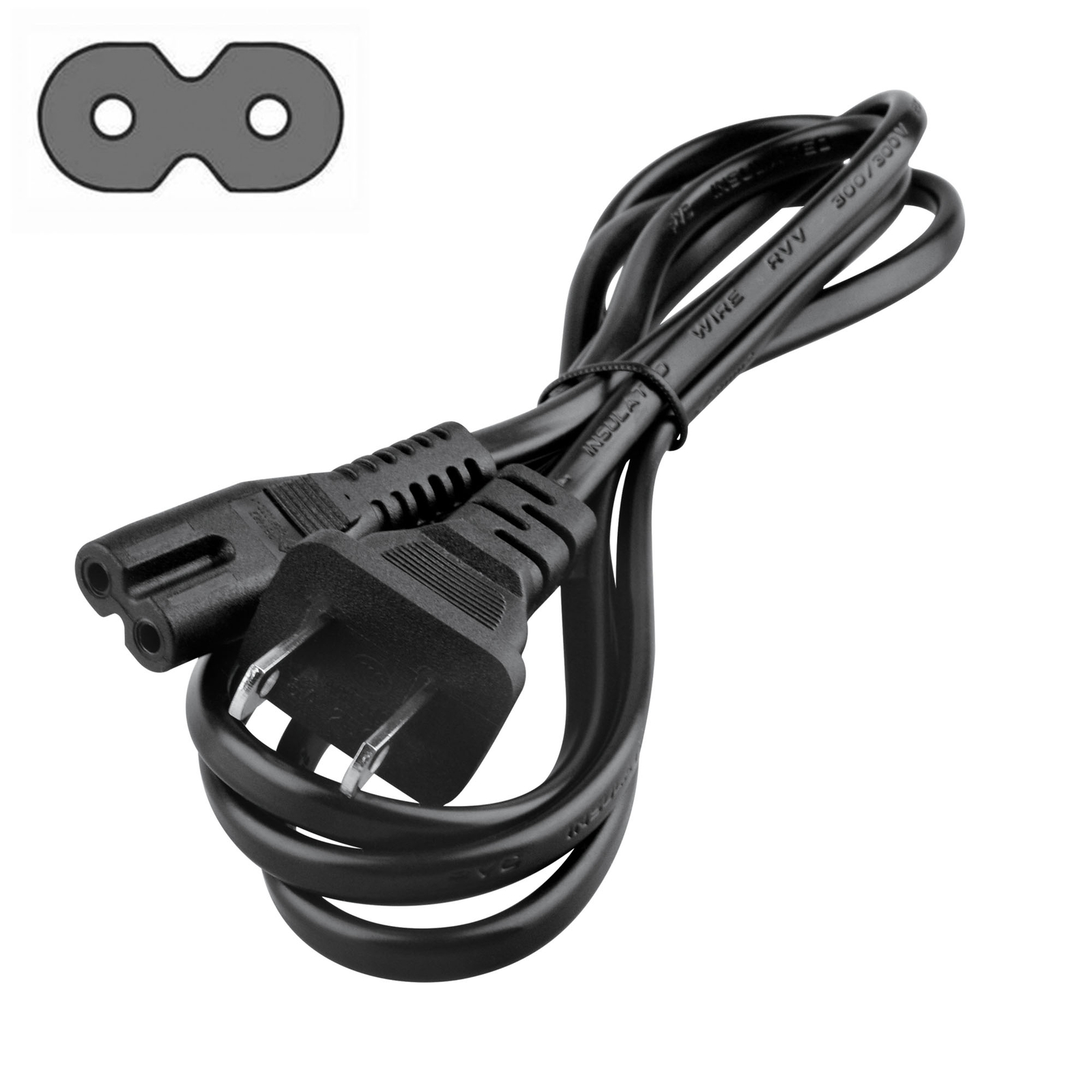 5ft AC Power Cord Cable For TCL 43S425 43S431 43S515 48FS3750 TV 2-Prong Wire