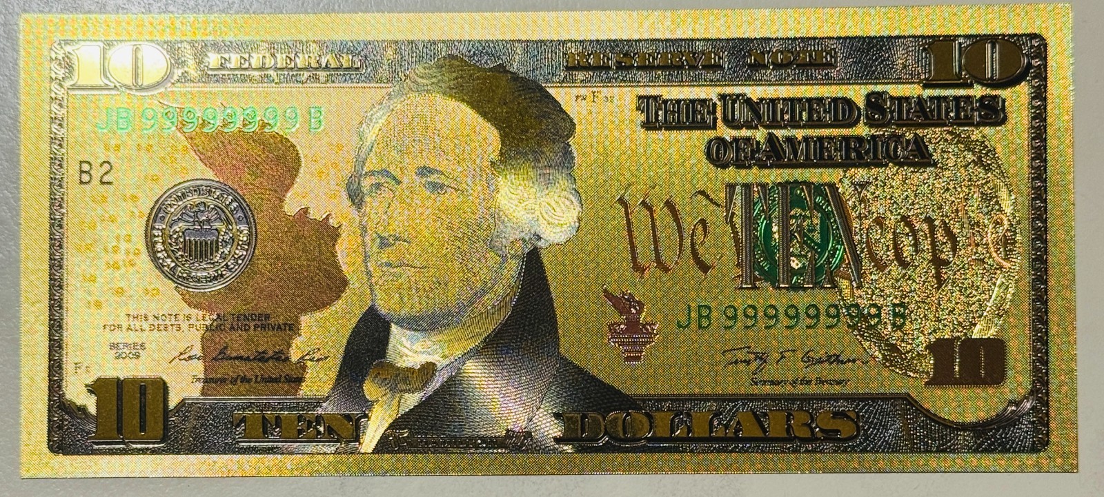 Gold Foil $10 Novelty Note United States Ten Dollar Bill ***FREE SHIPPING***