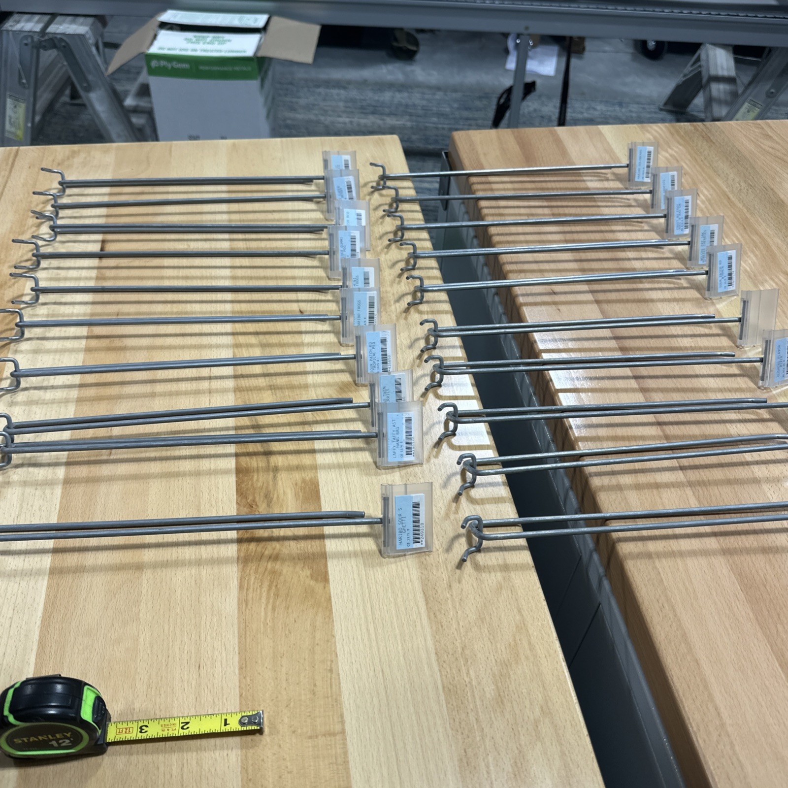 20 PACK 11 Inch 1/8" Peg Hooks with Label Holder 3/16 & 1/4 Pegboard