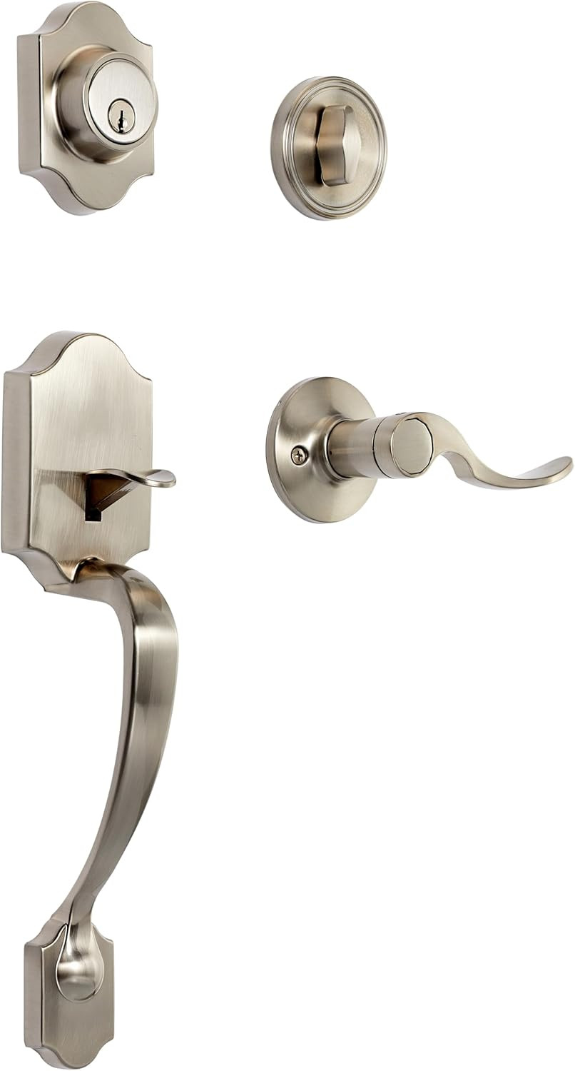 Front Door Lock Set, Handleset with Shelby Lever, Single Cylinder, Easy to Insta