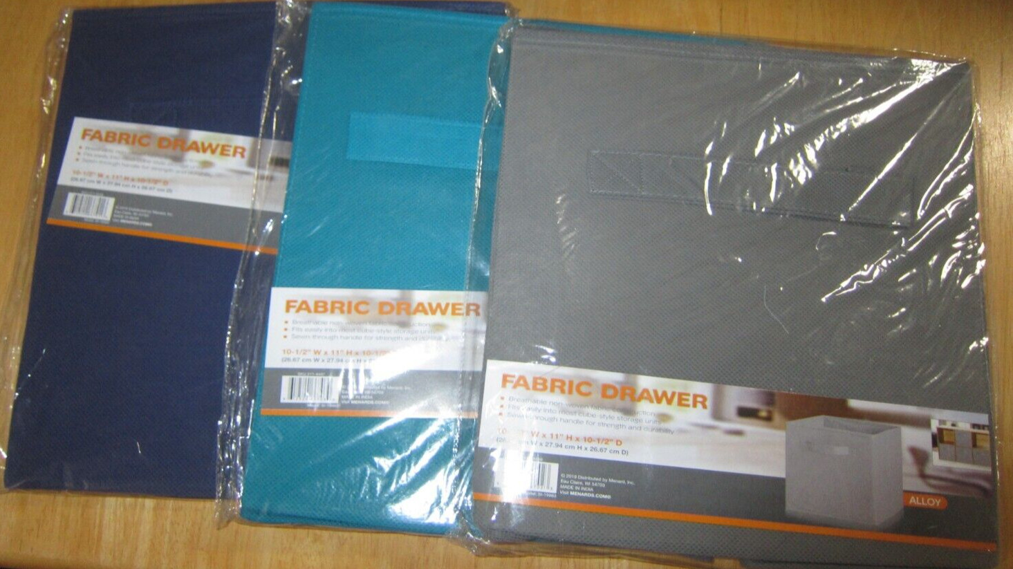 Fabric Drawers 10.5 X 11 X 10.5 Set of 3 Blue Grass Alloy Orion