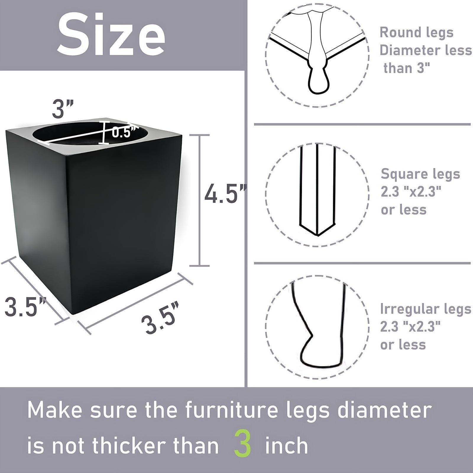 Wood Bed Furniture Risers 4 Inch Heavy Duty Risers, Supports up to 6,000 Lbs,...