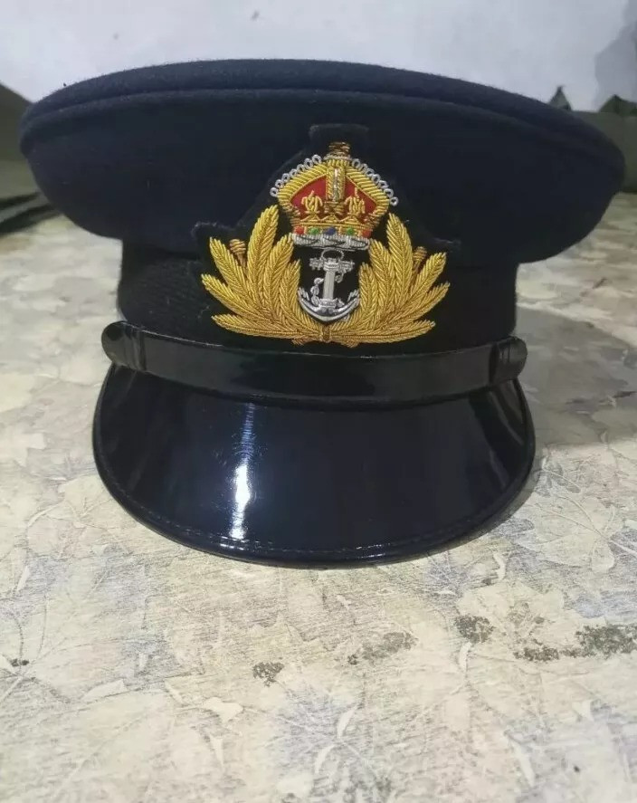 ROYAL NAVY OFFICER HAT CAP CAPTAIN ( BLACK ) All Sizes