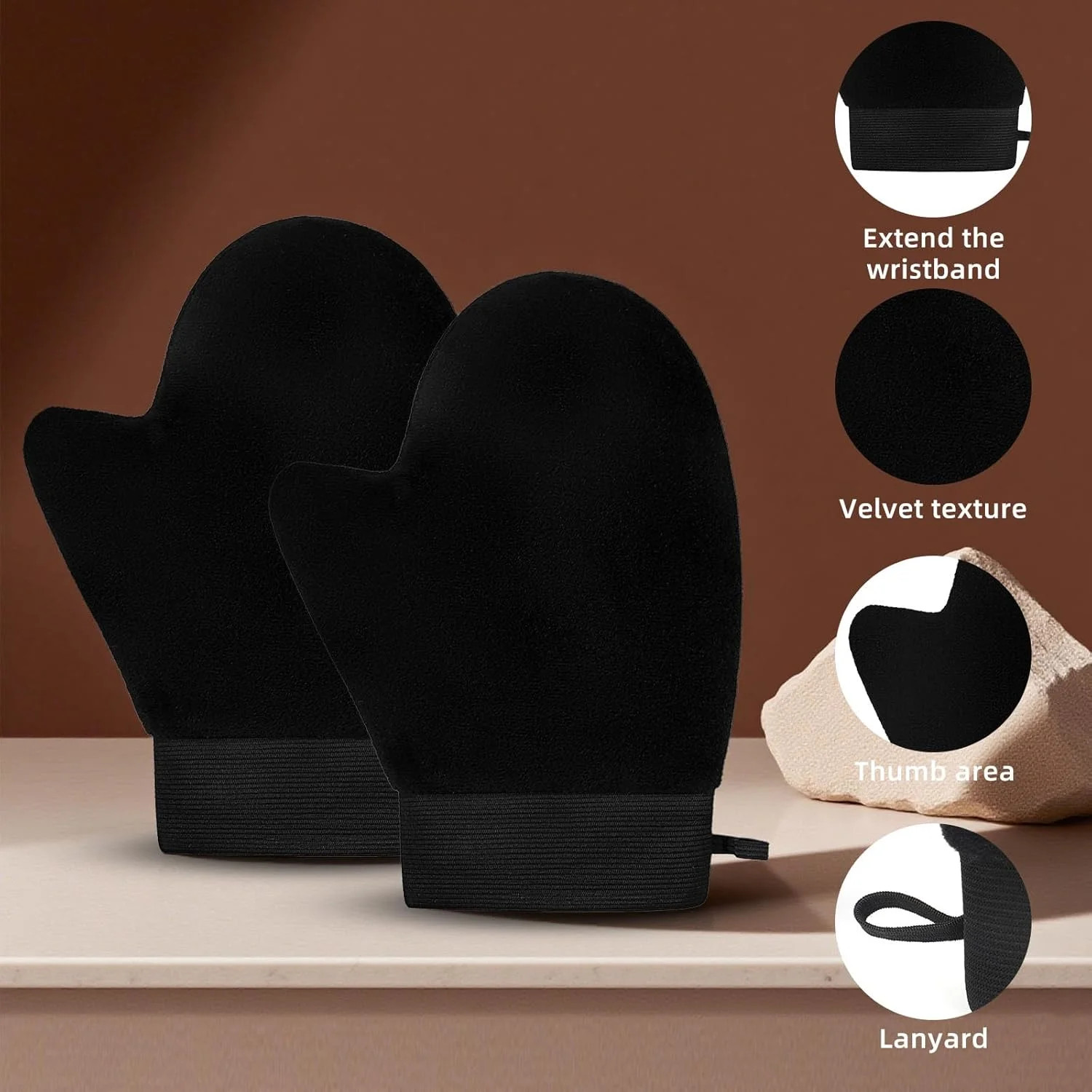 2 Pack Self Tanning Mitt - Elastic Wrist Tanning Gloves Prevents Staining, Tanni