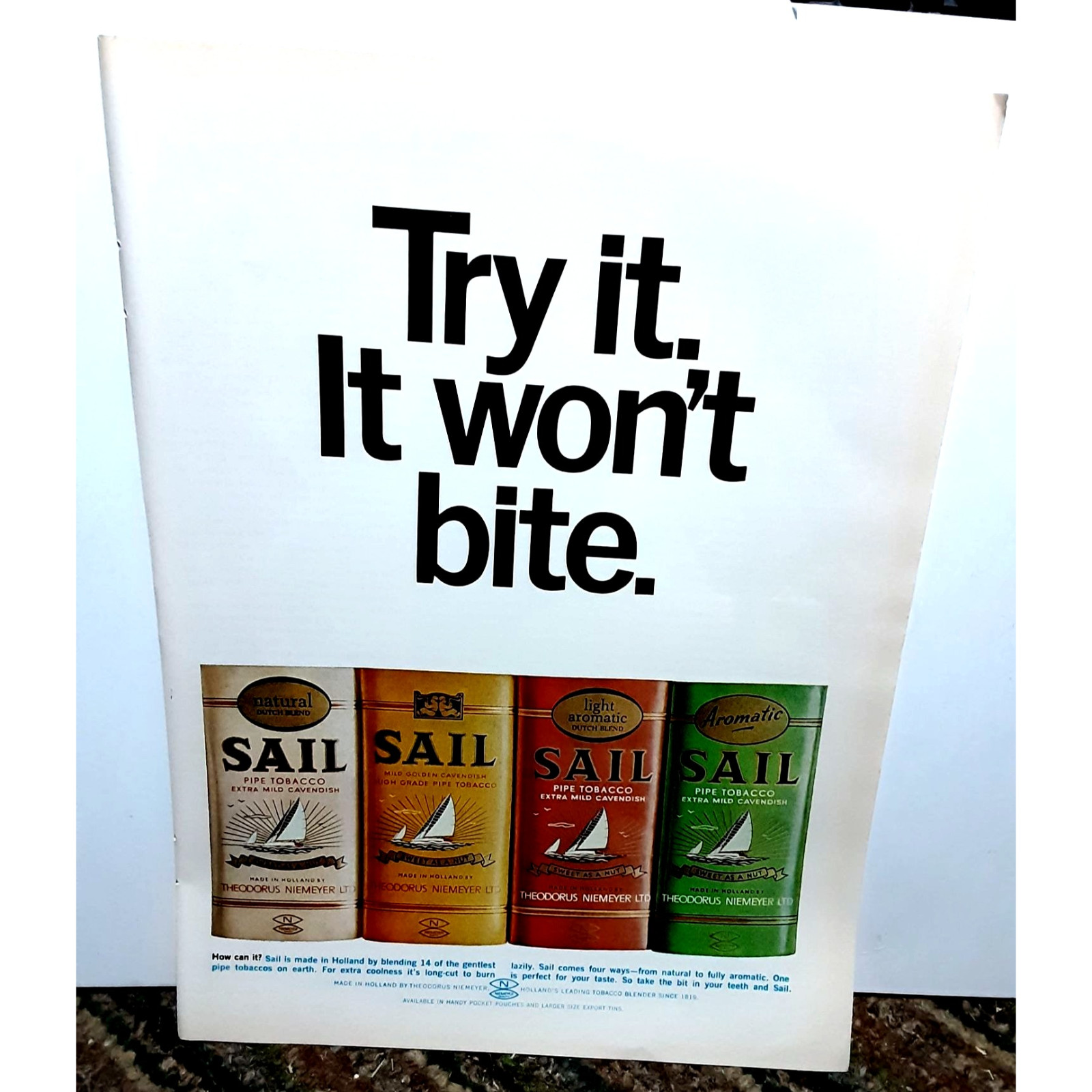 1969 Sail Pipe Tobacco Vintage Print Ad Original