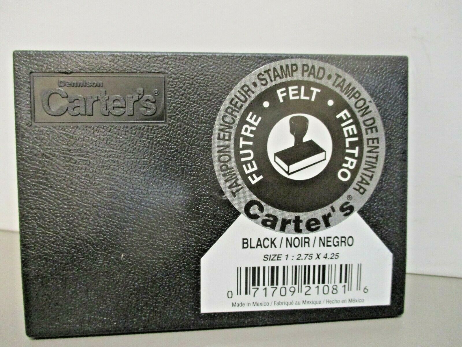 Dennison Carter's  Black  Size 1  Felt Stamp Pad  2.75" x 4.25"  New