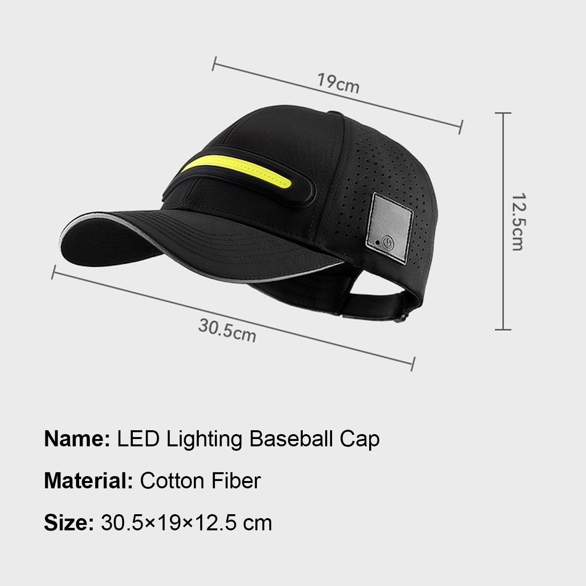 LED Strip Baseball Cap Lightweight Performance Strobe Outdoor Use Gift Hat
