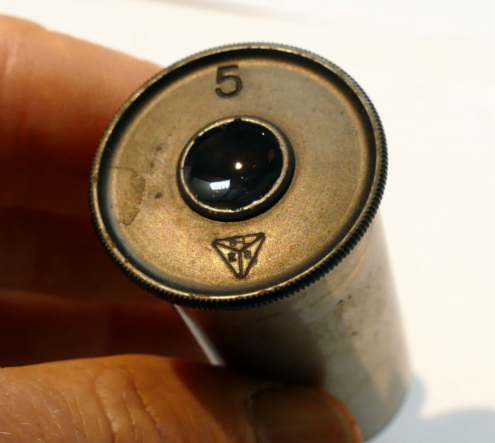 5X 1" Microscope objective eyepiece brass antique B/L Z/S Bausch & Lomb