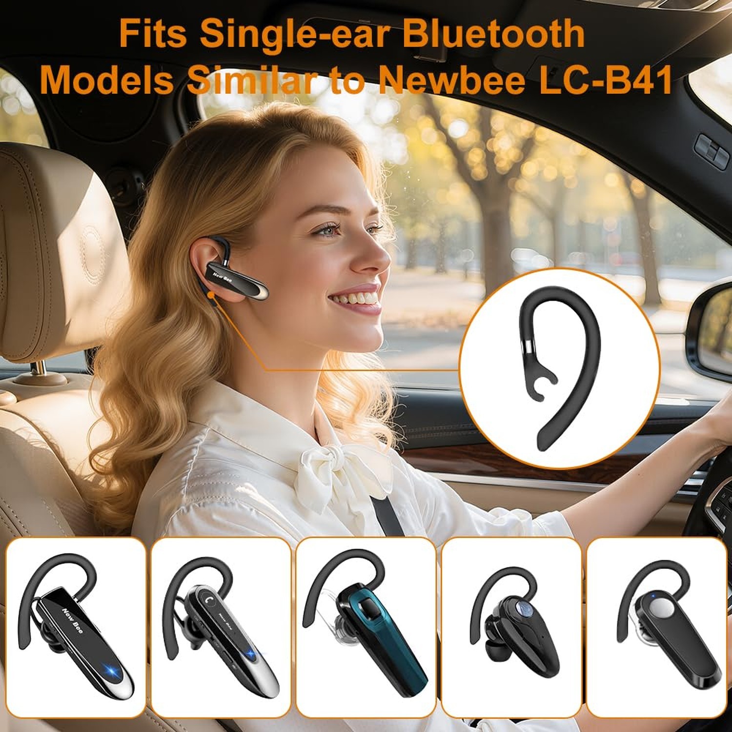 New bee Ear Hooks Replacement Ear Hook Clips- Snap-in Headset Spare Clamp Hoo...