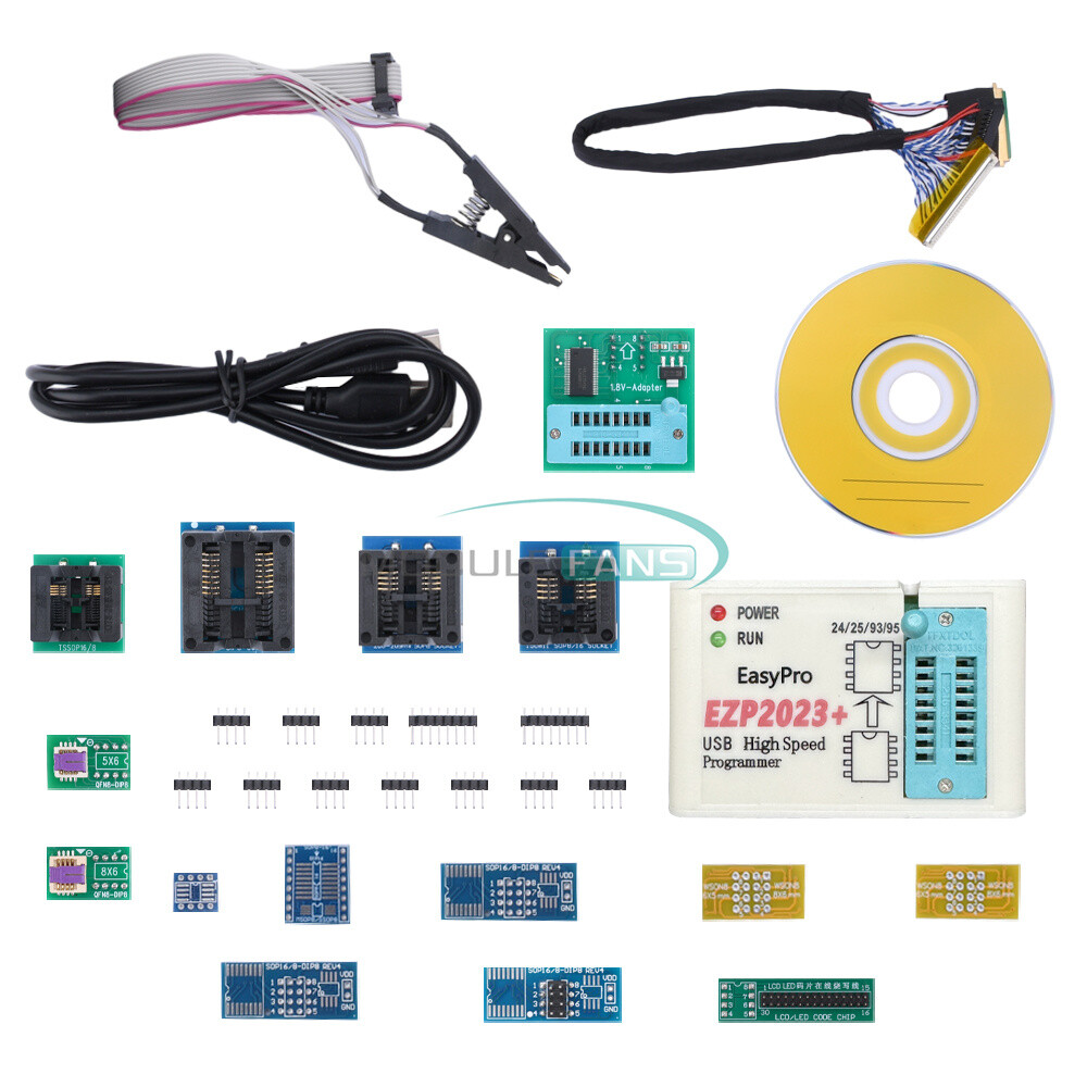 EZP2023 High-Speed USB SPI Programmer + 15 Adapters For 24 25 93 95 EEPROM USA